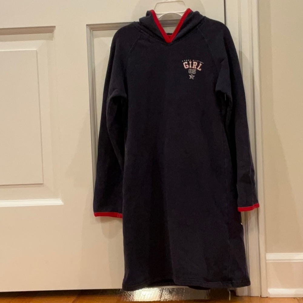 Tommy Hilfiger Navy Hooded Sweatshirt Dress Sz Small